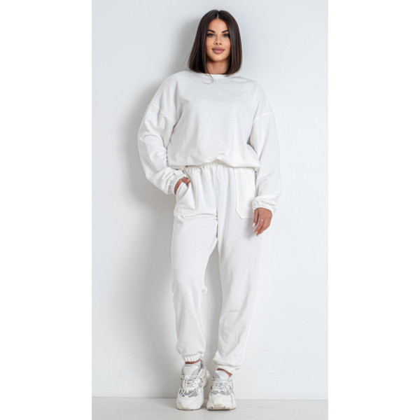 2050-101 один розмір S білий спортивний костюм жіночий вимагає прання (YOLA, турецька петля, не кошлатиться)