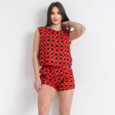 16156-3 червоний жіночий костюм двійка (трикотаж, 4 од. розміри норма: S. S. M. M)