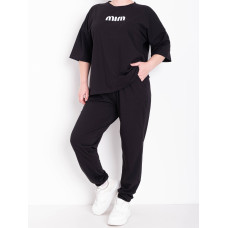 0285-1 чорний жіночий спортивний костюм (футболка + штани) (5'TH AVENUE, турецька двонитка, 3 од. розміри батал: 52. 54. 56)