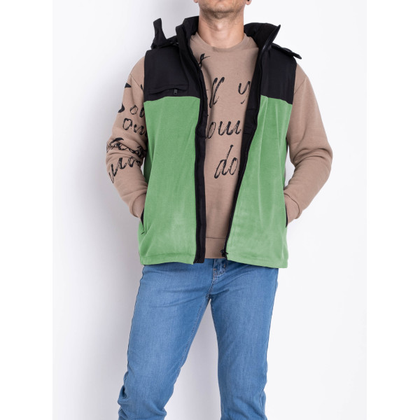 2305-7 зеленая мужская жилетка (синтепон, 5 ед. размеры норма:L. XL. 2XL. 3XL. 4XL)