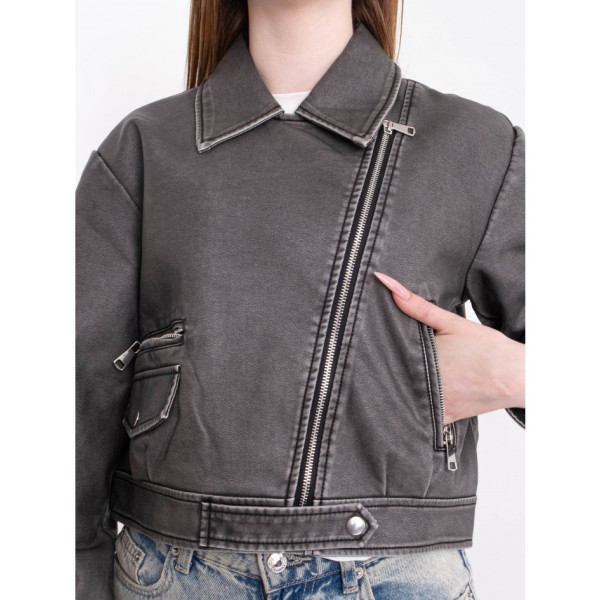 0667-4 сіра жіноча куртка (екошкіра, 4 од. розміри норма: S. M. M. L)