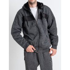 0704-6* темно-сірий чоловічий батник (хутро, на змійці, 5 од. розміри норма: XL-5XL) видача наступного дня