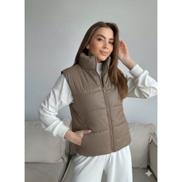0073-4 мокко жіноча жилетка (5'TH AVENUE, синтепон, 3 од. розміри норма: 42, 44, 46)