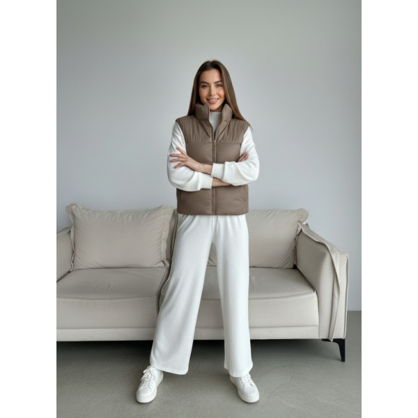 0073-4 мокко жіноча жилетка (5'TH AVENUE, синтепон, 3 од. розміри норма: 42, 44, 46)