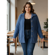 0265-42 блакитний жіночий кардиган (вовна альпаки, на ґудзиках, 1 од. універсальний розмір батал: 56-60)