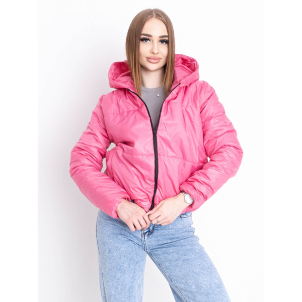 5010-25 рожева жіноча куртка-зефірка (синтепон, капюшон, 2 од. розміри норма: 42-44. 46-48)