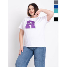 0056-77 п'ять кольорів жіноча футболка (6 од. універсальний напівбатальний розмір: 48-52)