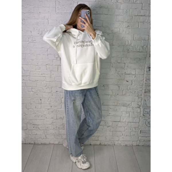 0004-10 біла жіноча кофта (тринитка, 5 од., універсальний розмір норма напівбатал: 48/52)