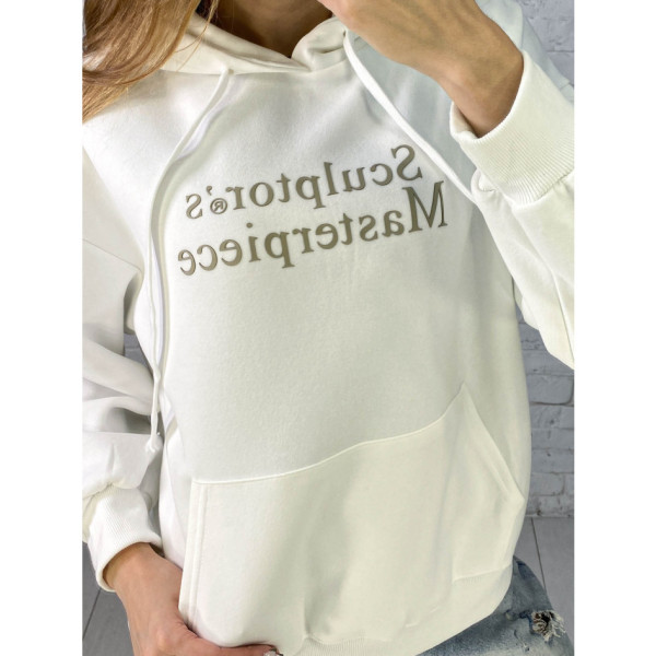 0004-10 біла жіноча кофта (тринитка, 5 од., універсальний розмір норма напівбатал: 48/52)