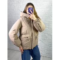 1026-3 бежевая женская зимняя куртка (синтепон, 4 ед. размеры норма:M. L. XL. 2XL)
