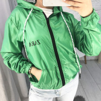 25056-7 ЗЕЛЕНА жіноча вітровка з капюшоном (4 шт. розміри: 44-46/2.48-50/2)