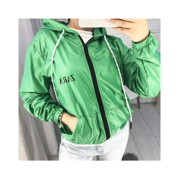 25056-7 ЗЕЛЕНА жіноча вітровка з капюшоном (4 шт. розміри: 44-46/2.48-50/2)