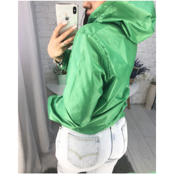 25056-7 ЗЕЛЕНА жіноча вітровка з капюшоном (4 шт. розміри: 44-46/2.48-50/2)