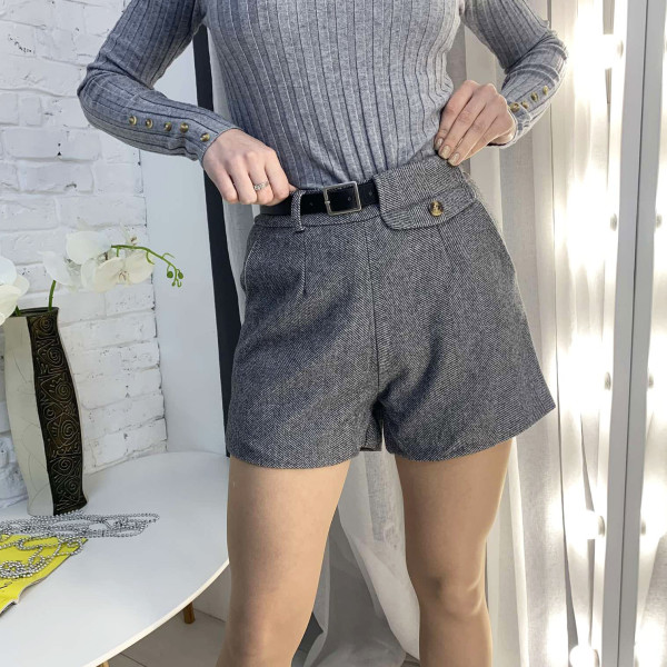 0255-3 ТЕМНО-СІРІ шорти фетрові жіночі (3 од. розміри: S.M.L)