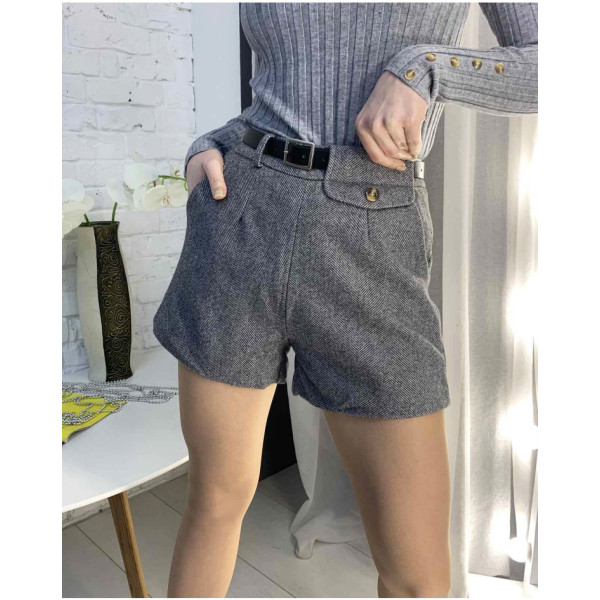 0255-3 ТЕМНО-СІРІ шорти фетрові жіночі (3 од. розміри: S.M.L)