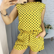 16059-61 ЖОВТИЙ З СИНИМ костюм-двійка трикотажний жіночий (4 од. розміри: універсал 44-46)
