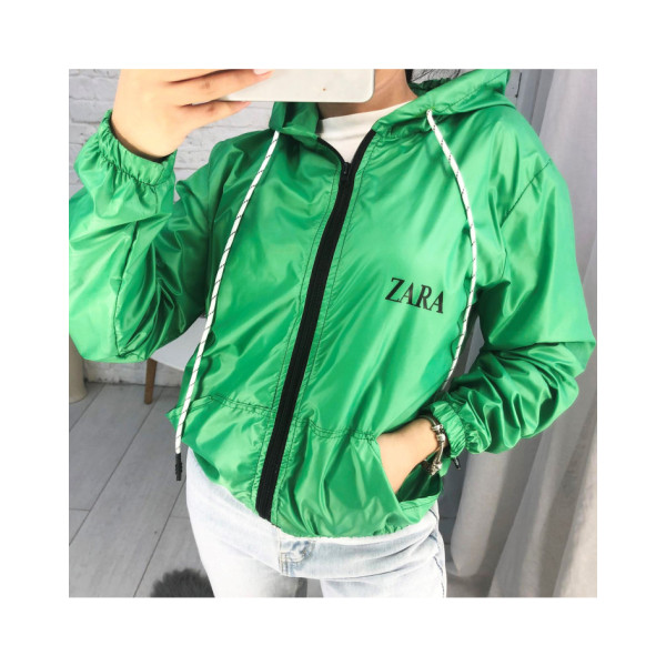 25056-7 ЗЕЛЕНА жіноча вітровка з капюшоном (4 шт. розміри: 44-46/2.48-50/2)