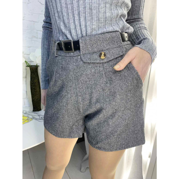 0255-3 ТЕМНО-СІРІ шорти фетрові жіночі (3 од. розміри: S.M.L)