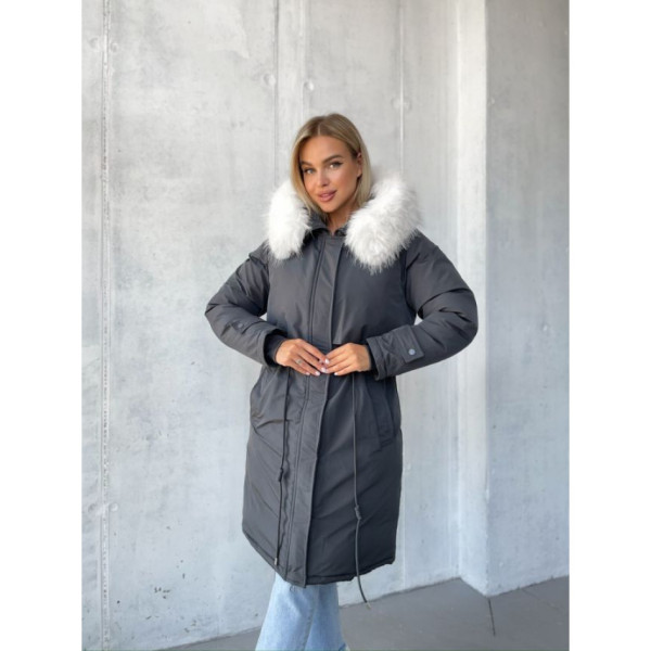 0697-16 графітова жіноча зимова куртка (синтепон, 3 од. розміри норма: 42, 44, 46)