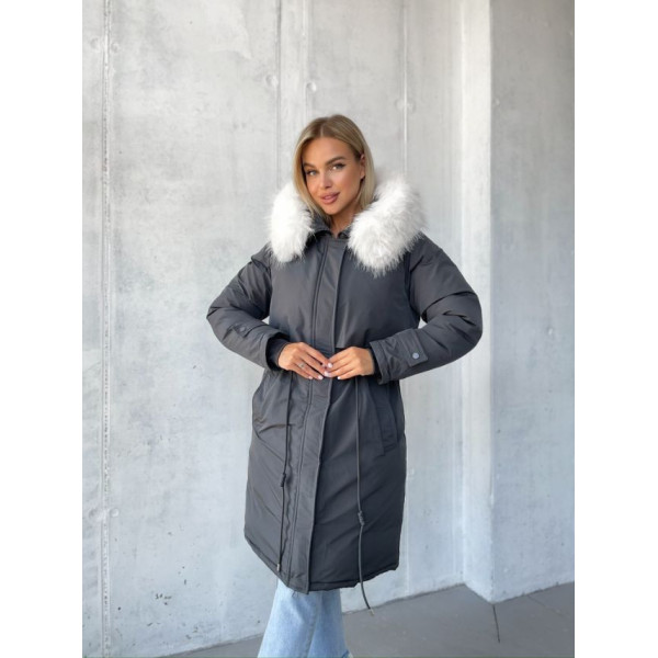 0697-16 графітова жіноча зимова куртка (синтепон, 3 од. розміри норма: 42, 44, 46)