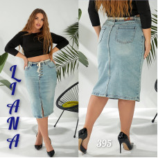 0395* блакитна жіноча джинсова спідниця (стрейчева, 6 од. розміри напівбатал: 28. 29. 30. 31. 32. 33) видача наступного дня