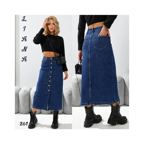 0261* синя жіноча джинсова спідниця (стрейч-коттон, 6 од., розміри норма: 25-30) видача наступного дня