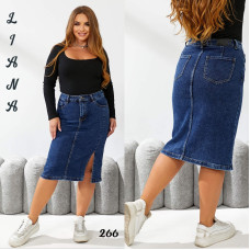 0266* синя жіноча джинсова спідниця (стрейч-коттон, 6 од., розміри батал: 32-42) видача наступного дня