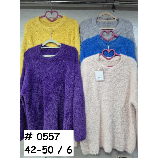 0557* мікс кольорів жіночий светр oversize з альпаки (6 од., розміри напівбатал: 42-50) видача наступного дня