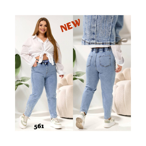 0561# блакитні жіночі джинси, стрейч-коттон (6 од., розміри батал: 32-42) видача наступного дня