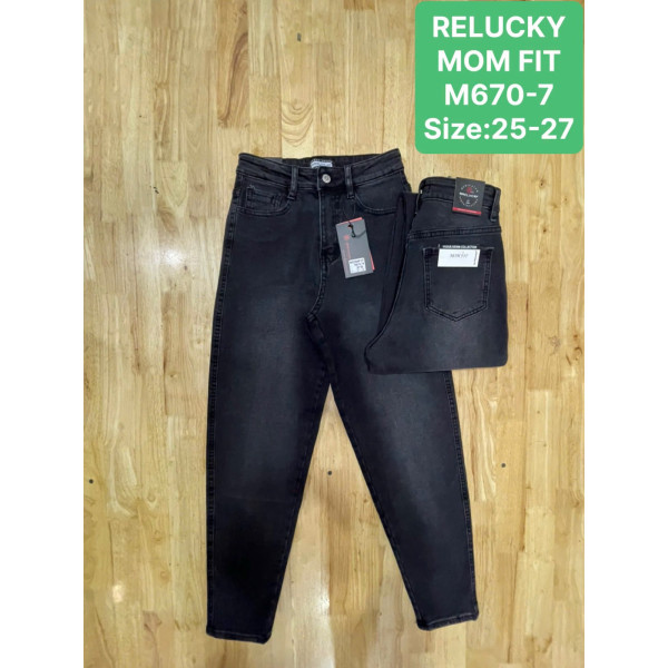 0670-7* чорні жіночі стрейчові джинси мом (Relucky, 6 од., розміри норма: 25-27) видача наступного дня