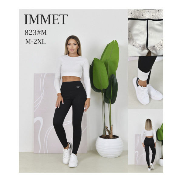 0823* чорні жіночі лосини з утяжкою на флісі (IMMET, 4 од., розміри норма: M-2XL ) видача наступного дня