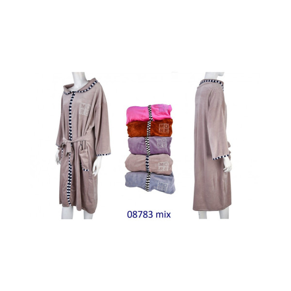 08783* мікс кольорів жіночий велюровий халат (3 од., розміри батал: 60-62-64) видача наступного дня