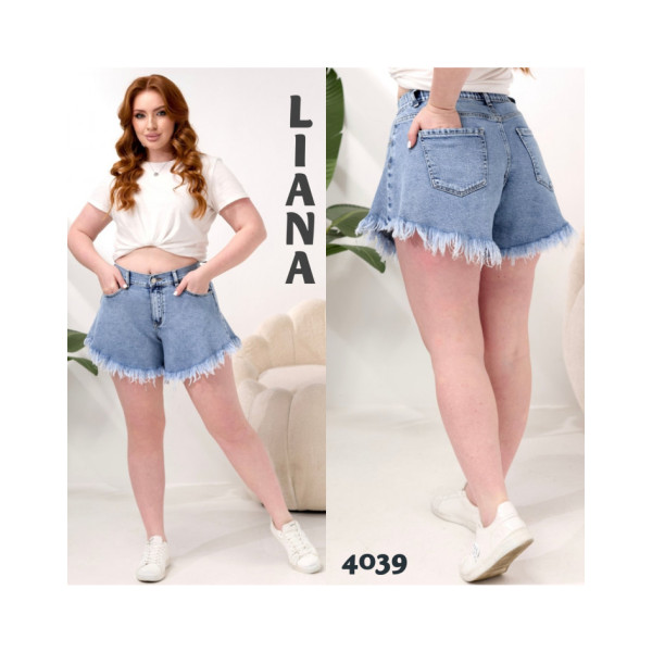 4039# голубые женские шорти, стрейч-коттон (6 ед, размеры батал: 30-36) выдача на следующий день