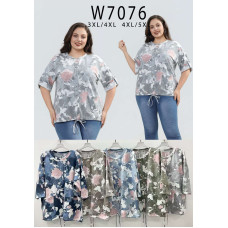 7076# мікс квітів жіноча футболка Kiss Me (10 од., розміри батал: 3XL-5XL) видача наступного дня