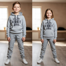 7422-132 світло-сірий підлітковий спортивний костюм (YOLA, тринитка, фліс, на 8-11 років, 5 од. розміри підліток: 128. 134. 140. 146. 152)