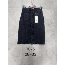 7075 # чорна джинсова жіноча спідниця (стрейч-коттон, 6 од., розміри напівбатал: 28-33) видача наступного дня