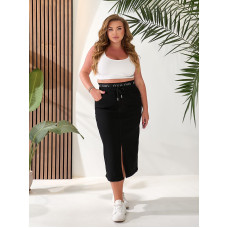 0838-1 * чорна жіноча спідниця джинсова на резинці (LADY N, стрейч-котон, 6 од. розміри батал: 32-42) видача наступного дня