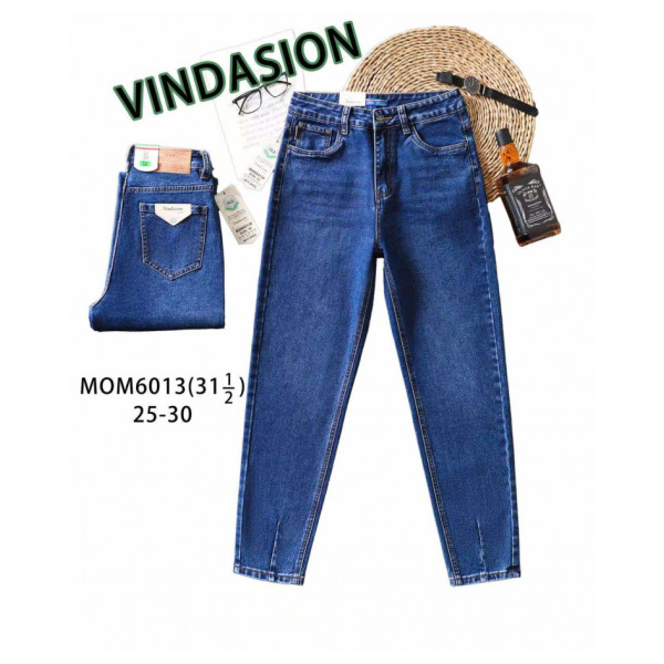 6013-2 # синие женские джинсы мом (VINDASION, 6 ед. размеры норма: 25-30) выдача на следующий день