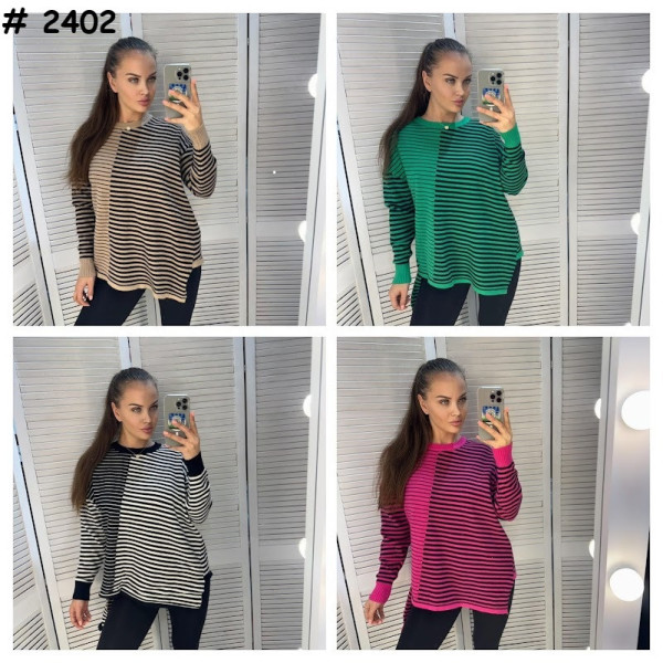 2402* мікс кольорів жіночий светр (6 од., розміри норма-напівбатал: M-XL) видача наступного дня