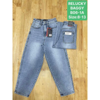 0006-1# синие детские джинсы relucky (стрейч-коттон, 6 ед, размеры детские: 8-13) выдача на следующий день Джинсы