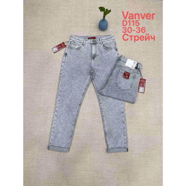 0115# серые женские джинсы vanver (стрейч коттон, 6 ед, размеры батал: 30-36) выдача на следующий день Vanver