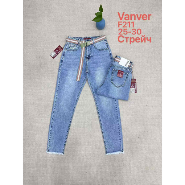 0211# голубые женские джинсы vanver (стрейч коттон, 6 ед, размеры норма: 25-30) выдача на следующий день Vanver