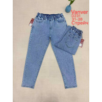 0231# голубые женские джинсы vanver (стрейч коттон, 6 ед, размеры батал: 31-38) выдача на следующий день Vanver