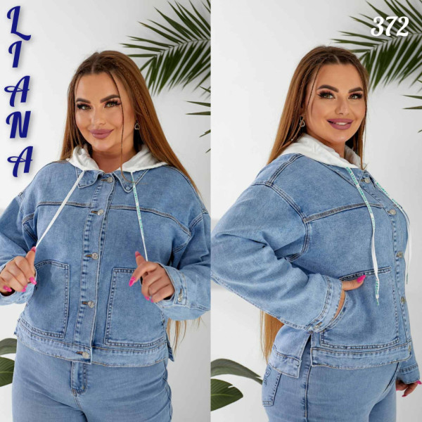 0372# голубая женская джинсовая куртка (Liana, стрейч коттон, 6 ед, размеры батал: L- 5XL) выдача на следующий день Liana