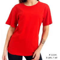 1114 # червона жіноча футболка (коттон, 10 од., розміри норма: S, M, L, XL, XXL) видча наступного дня Футболка