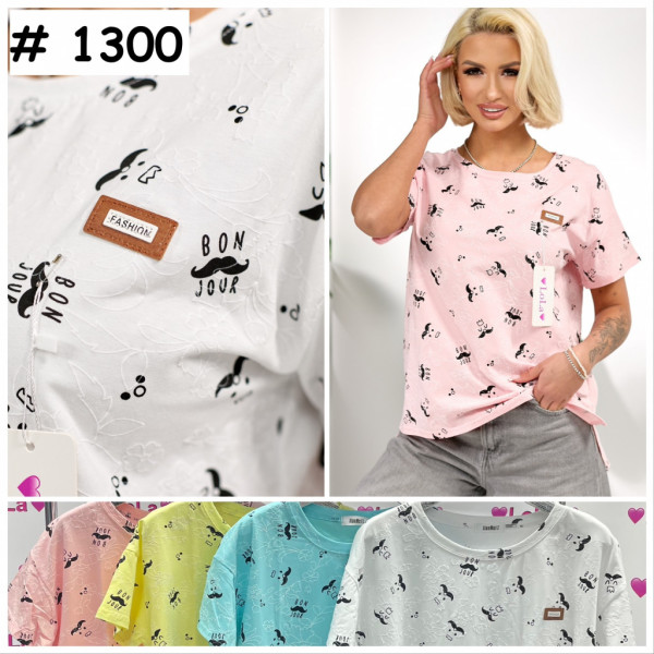 1300# микс цветов женская футболка (10 ед, размеры норма: 48 универсальный) выдача на следующий день Футболка