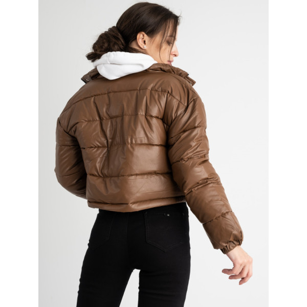 2806-13 / коричневая женская куртка (на синтепоне, из экокожи, 3ед. размеры полубатал:XL. XL. 2XL) Куртка