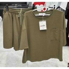 3813# коричневый женский костюм (3 ед, размеры норма: M-L оверсайз) выдача на следующий день Костюм