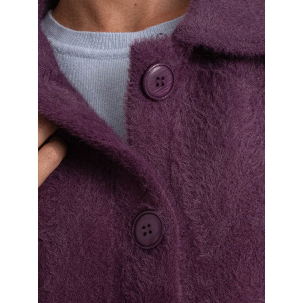0562-25 фиолетовый женский кардиган (шерсть альпаки, на пуговицах, 1 ед. универсальный полубатальный размер: 46-52) Кардиган