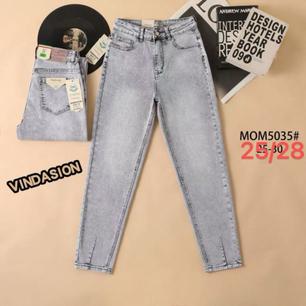 5035# серые женские джинсы мом (Vindasion, стрейч, 6 ед, размеры норма: 25-28) выдача на следующий день Vindasion